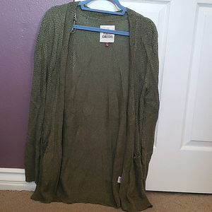 Loose knit breathable green cardigan